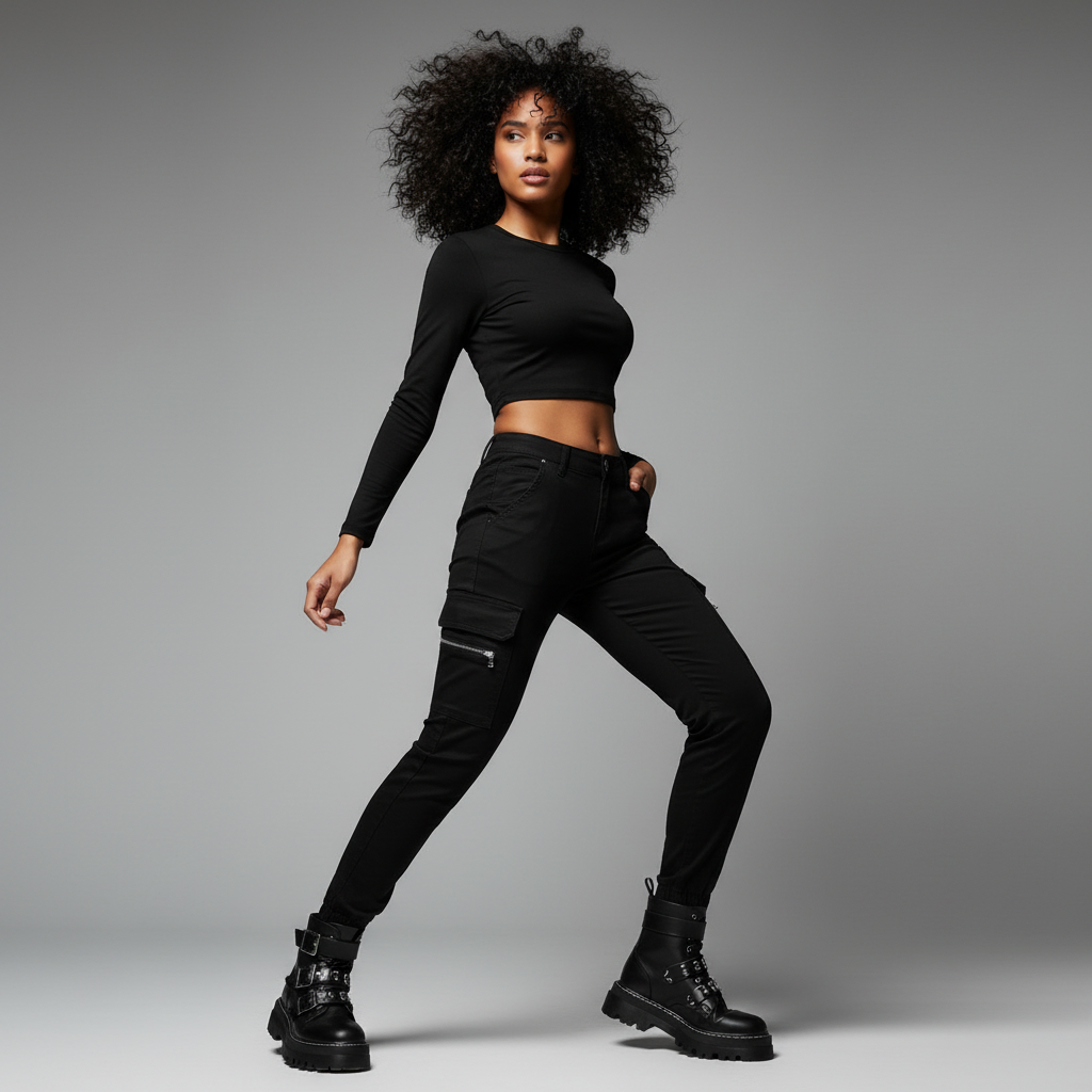 Modern Black Cargo Pants for Women | Stylish Urban Trousers