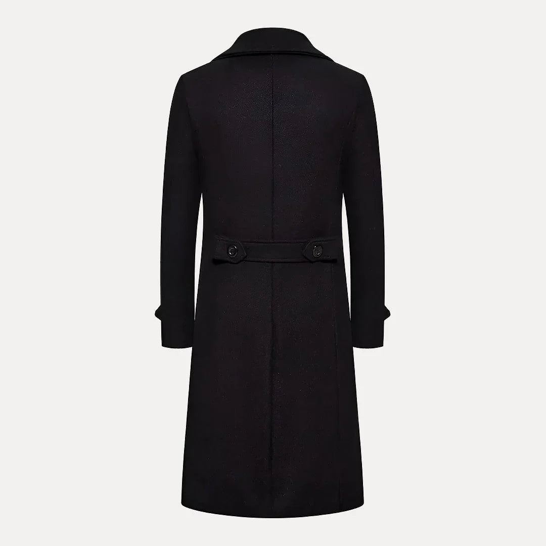 Men's Double-Breasted Long Wool Overcoat
