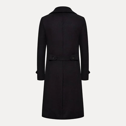 Men's Double-Breasted Long Wool Overcoat