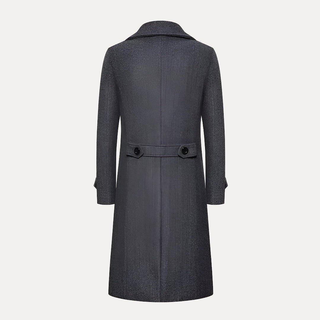 Men's Double-Breasted Long Wool Overcoat