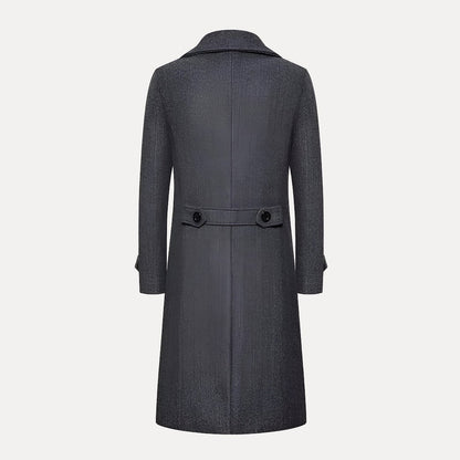 Men's Double-Breasted Long Wool Overcoat