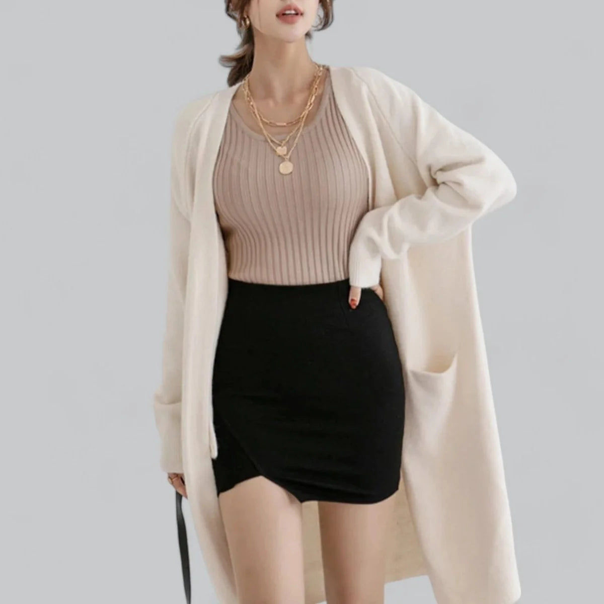 Clara | Women's Long Open Front Cardigan