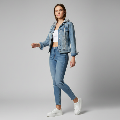 Denim Jacket with Removable Hood | Women's Jacket