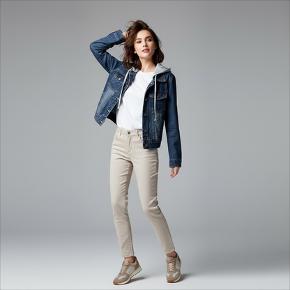 Denim Jacket with Removable Hood | Women's Jacket