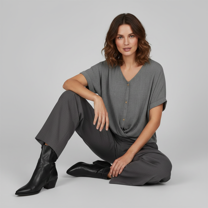 Elegant V-Neck Women's Blouse | Long Sleeve Fashion Top