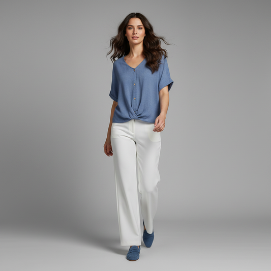 Elegant V-Neck Women's Blouse | Long Sleeve Fashion Top