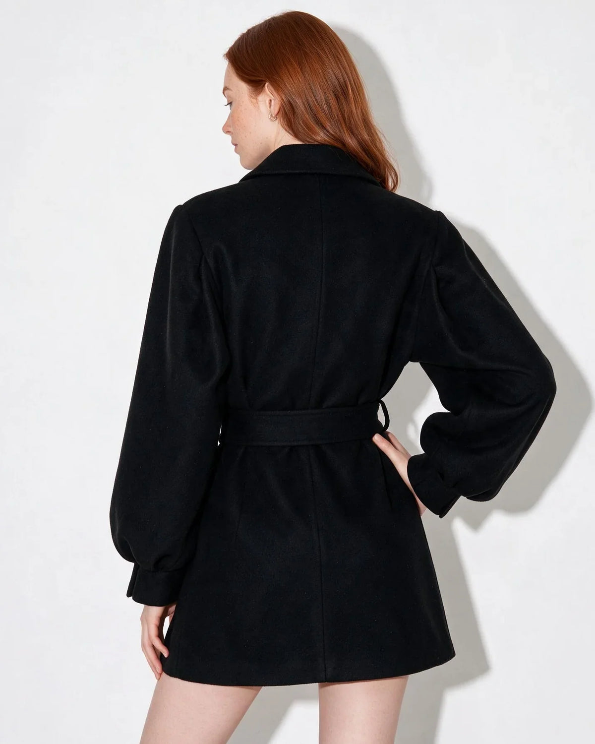 Tina | Women's Elegant Belted Balloon Sleeve Winter Coat