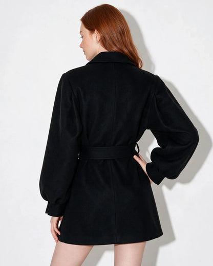 Tina | Women's Elegant Belted Balloon Sleeve Winter Coat