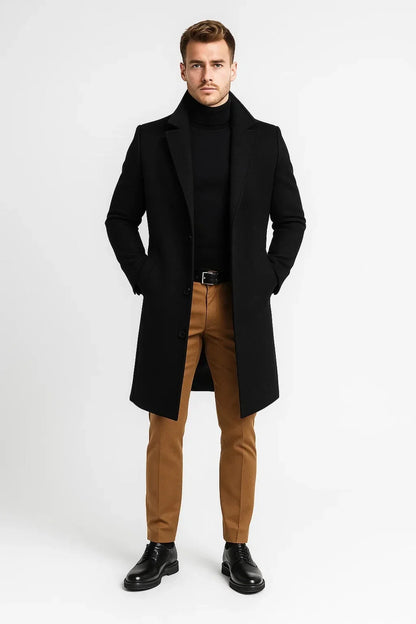 Lucas | Men's Tailored Notch Lapel Long Winter Overcoat