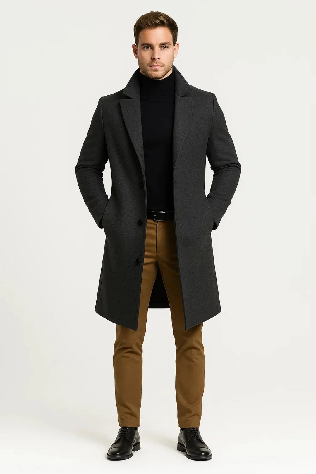 Lucas | Men's Tailored Notch Lapel Long Winter Overcoat