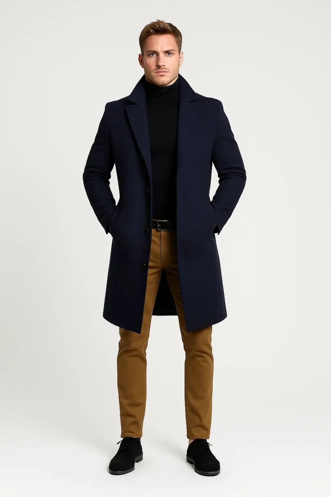 Lucas | Men's Tailored Notch Lapel Long Winter Overcoat
