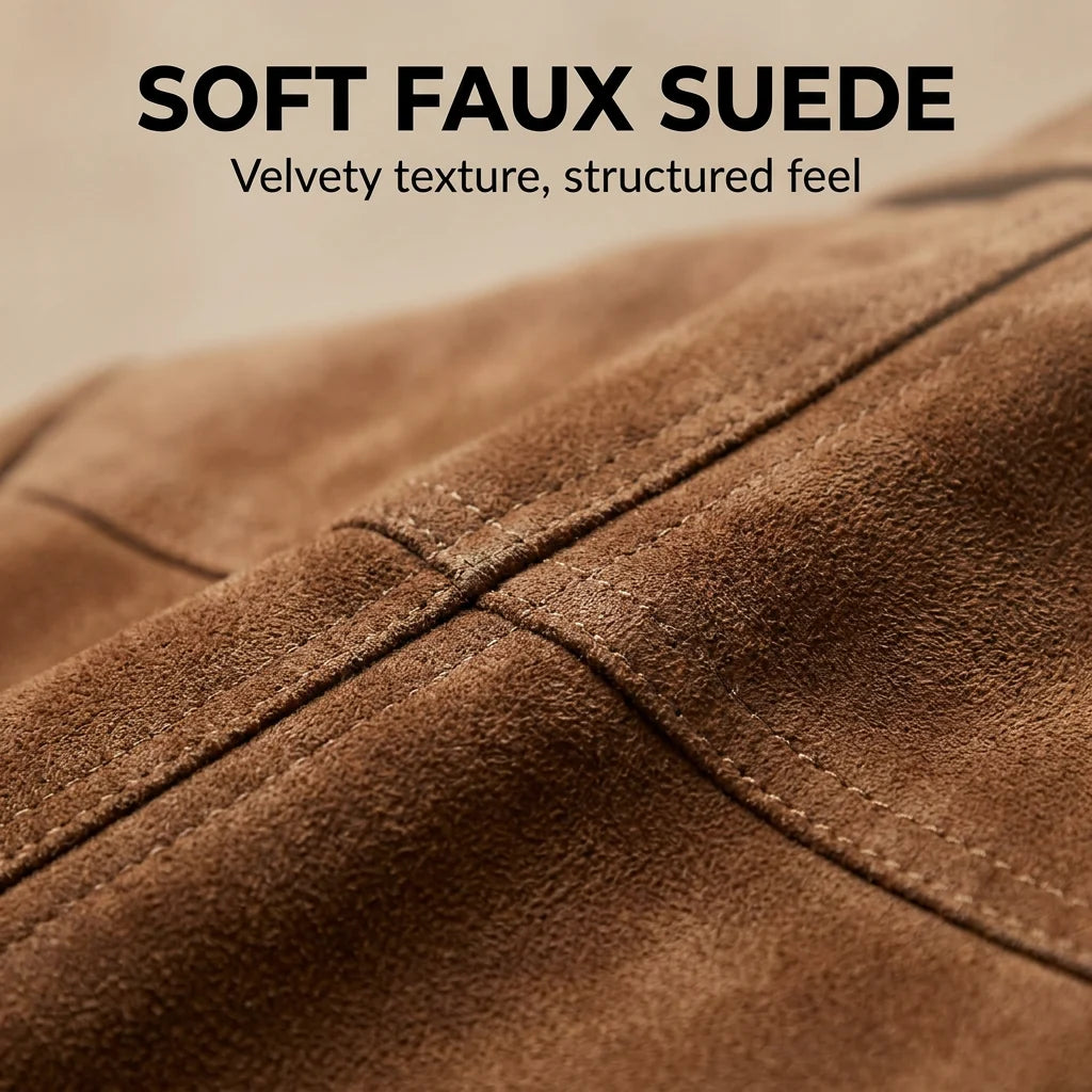 Women's Notched Lapel Suede Blazer Casual