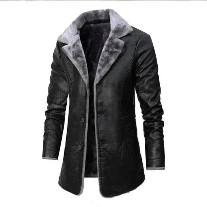 Men's Classic Notched Lapel Longline Winter Coat