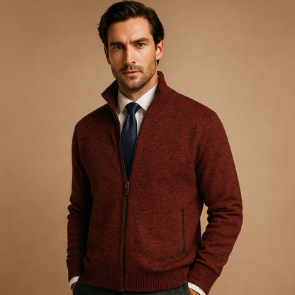 Men's Classic Zip-Up Ribbed Cardigan Sweater