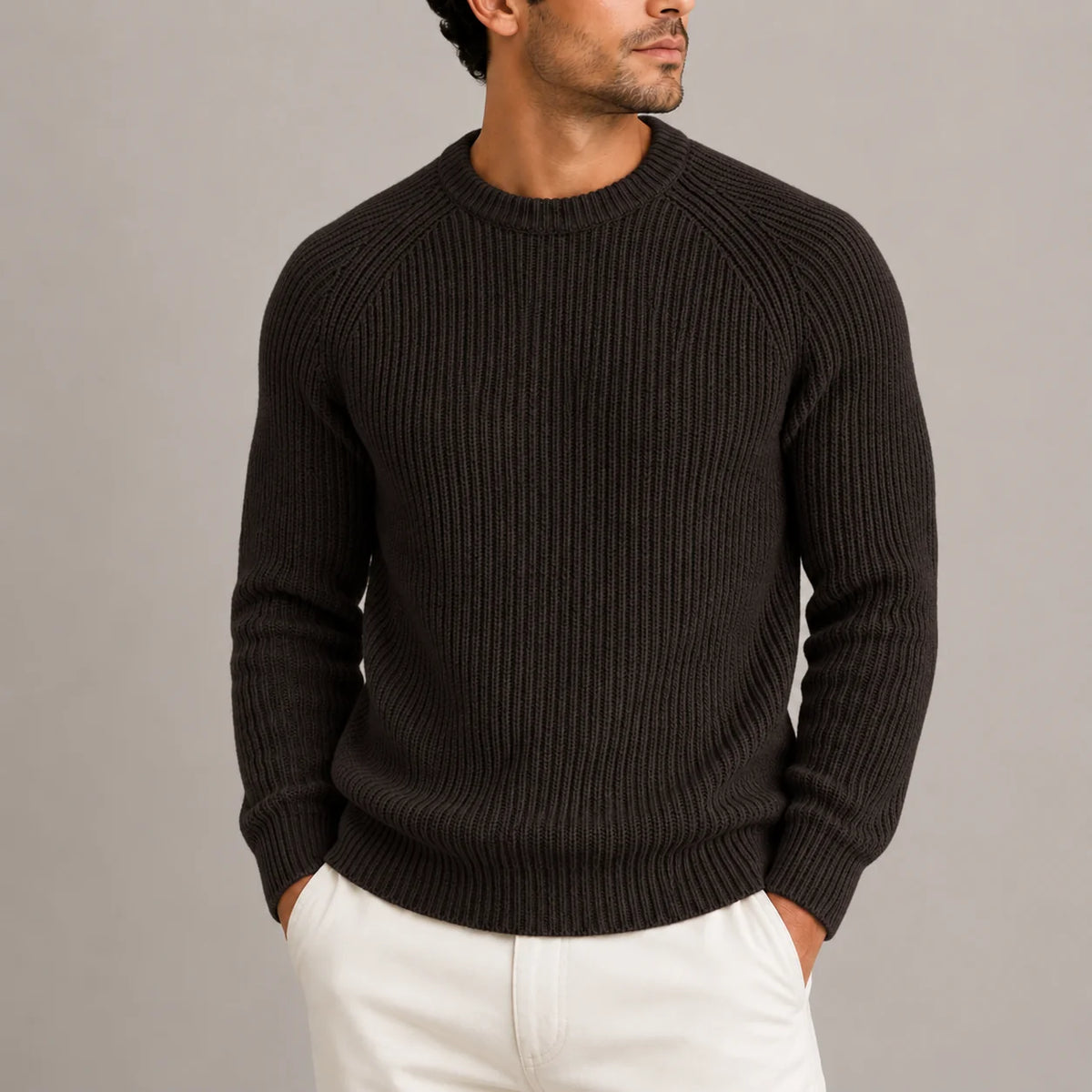 Men's Heavyweight Ribbed Crew Neck Sweater