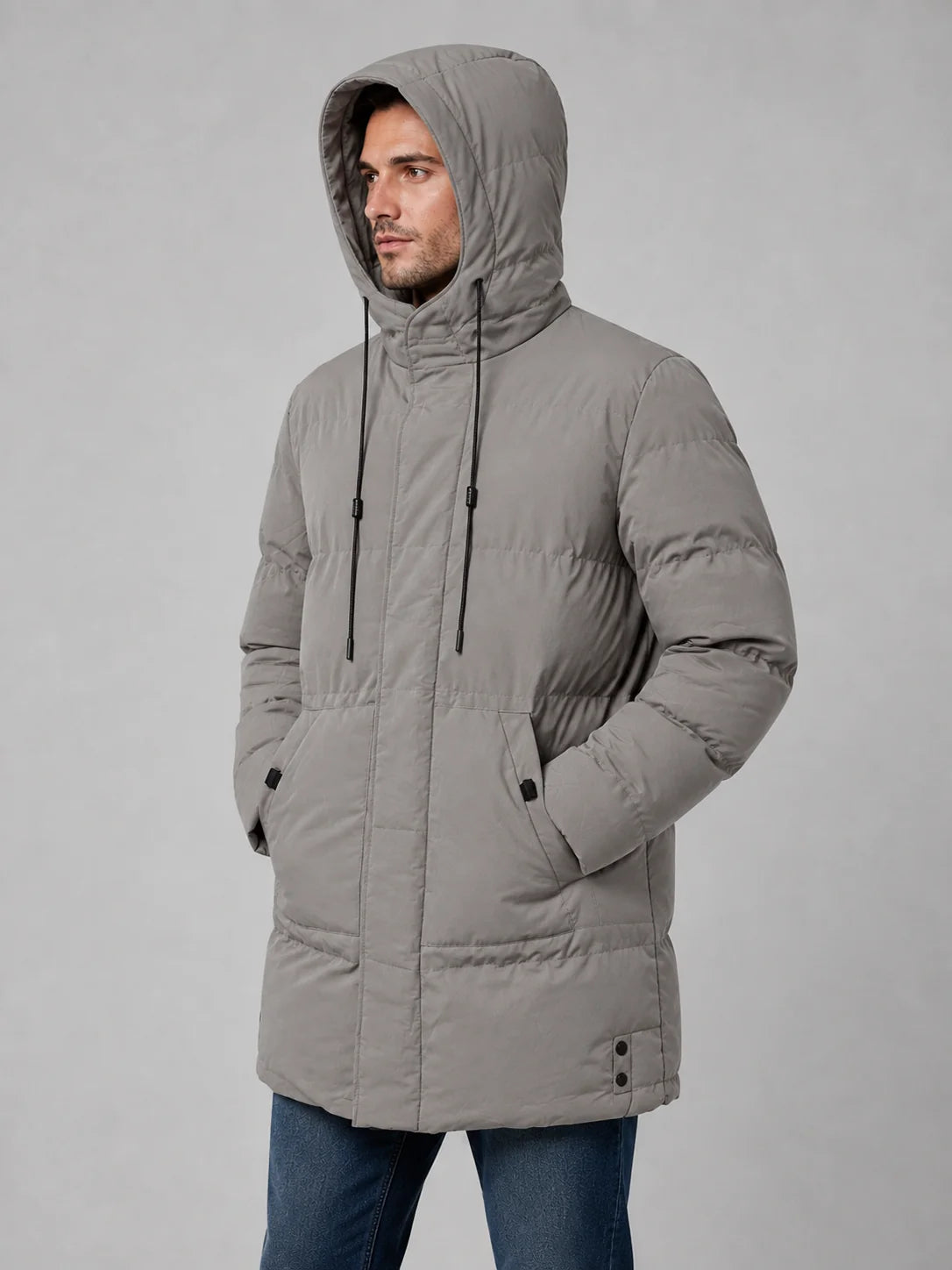 Men's Padded Hooded Longline Winter Parka