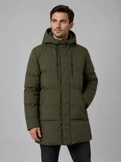 Men's Padded Hooded Longline Winter Parka