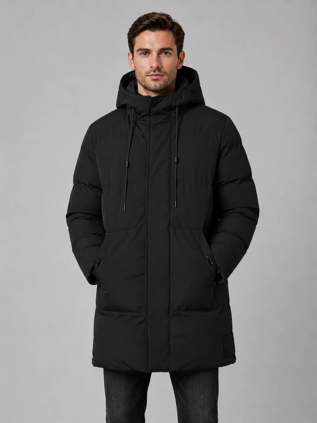 Men's Padded Hooded Longline Winter Parka