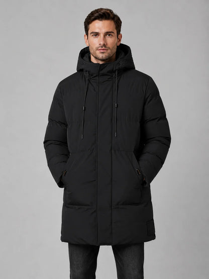 Men's Padded Hooded Longline Winter Parka