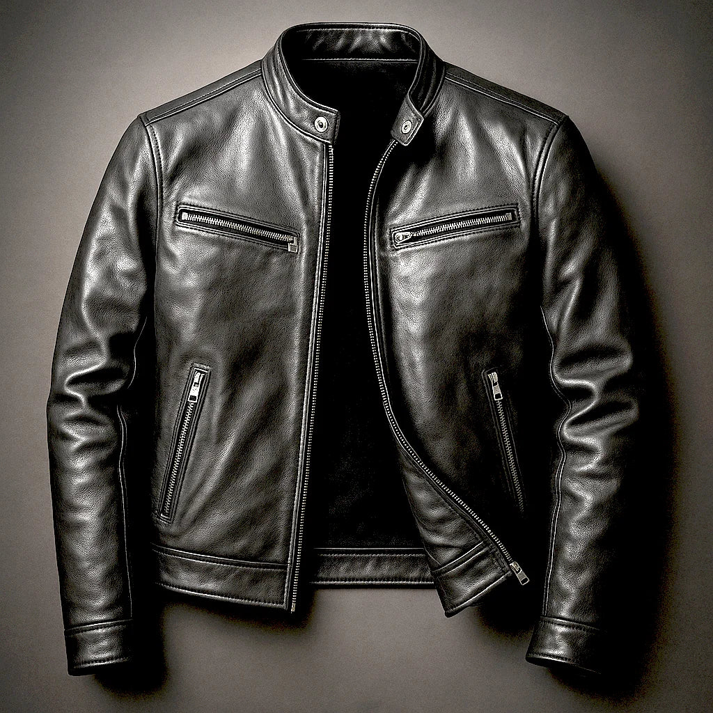 Men's Slim Fit Zip-Up Vintage Leather Jacket