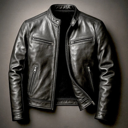 Men's Slim Fit Zip-Up Vintage Leather Jacket