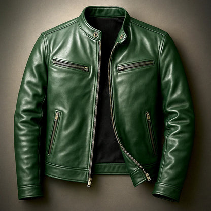 Men's Slim Fit Zip-Up Vintage Leather Jacket