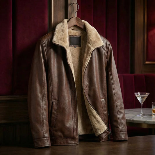 Men's Tailored Classic Lapel Leather Jacket