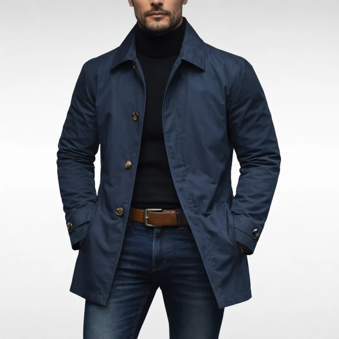 Men's Weatherproof Insulated Long Button-Up Overcoat