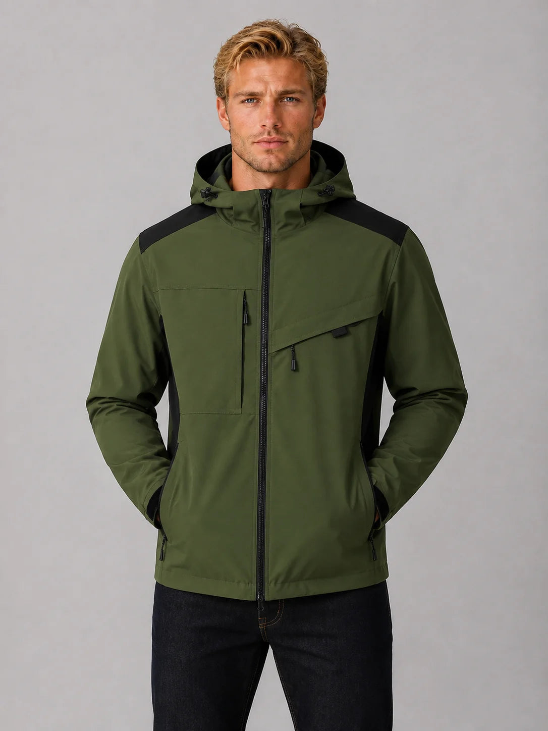 Men's Windproof Water-Resistant Hooded Jacket