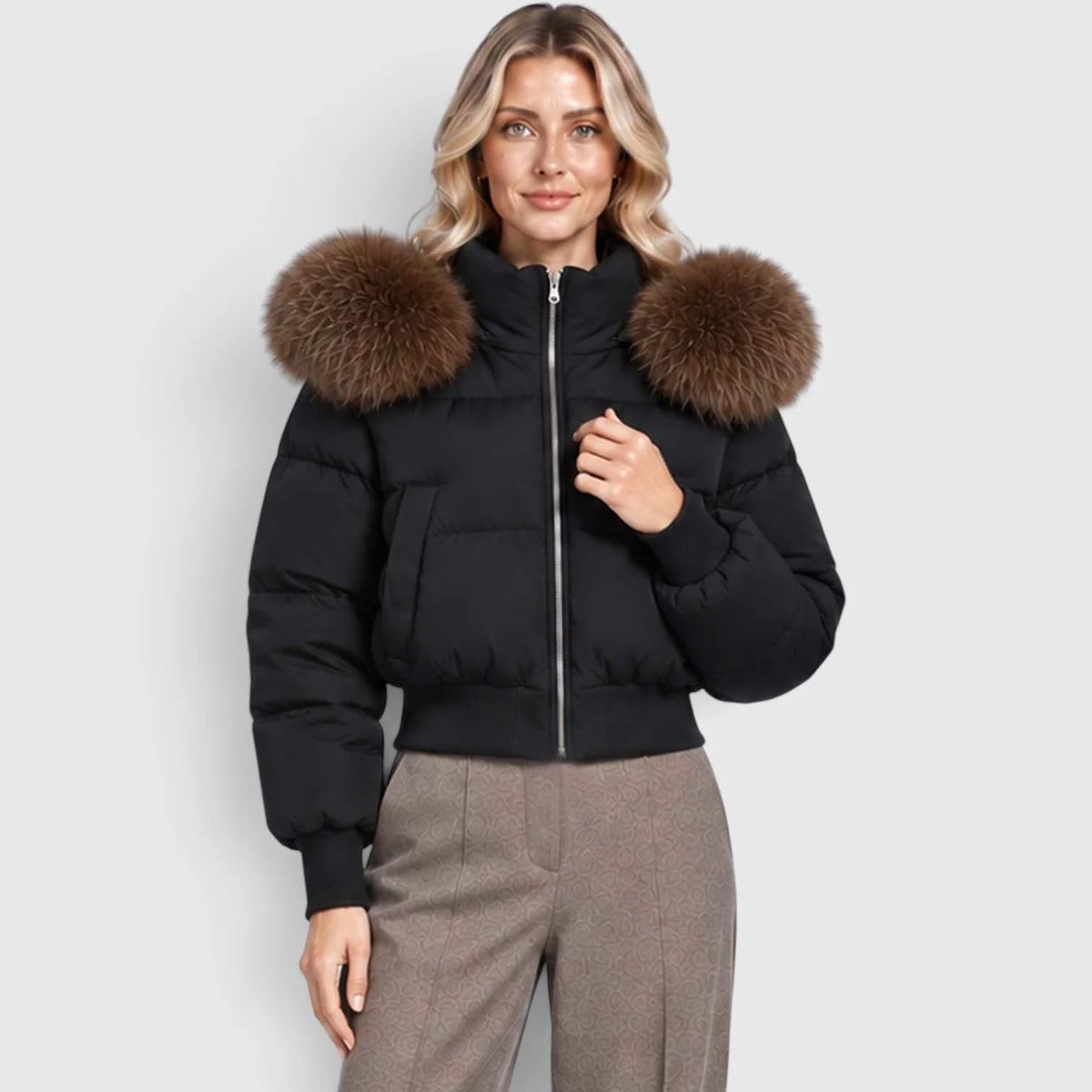 Women's Cropped Puffer Jacket Winter Outerwear