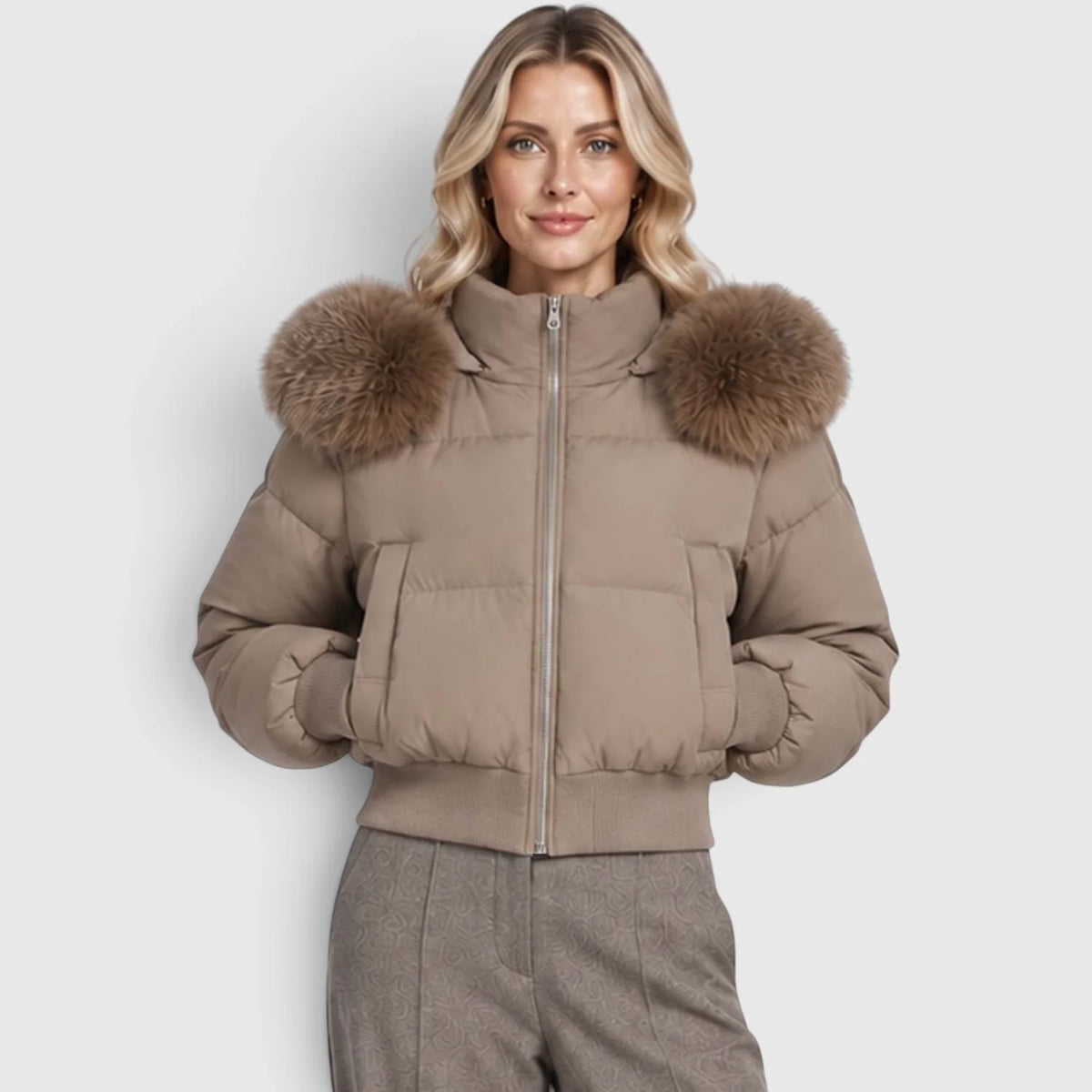 Women's Cropped Puffer Jacket Winter Outerwear