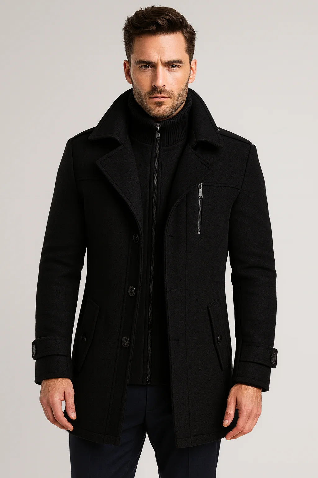 Sebastian | Men's Classic Long Sleeve Overcoat