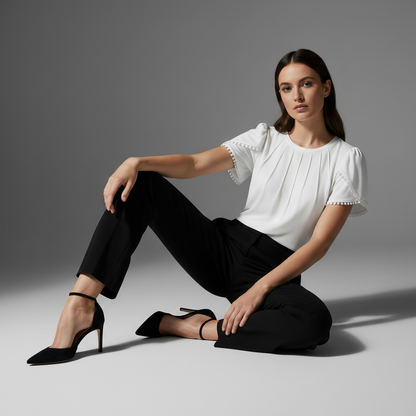 Vanessa | Women's White Summer Blouse for Plus Size Tops