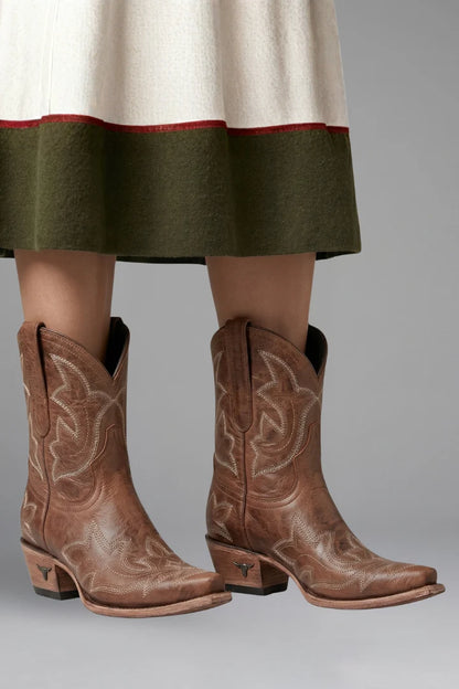 Women's Classic Embroidered Pointed Toe Mid-Calf Boots
