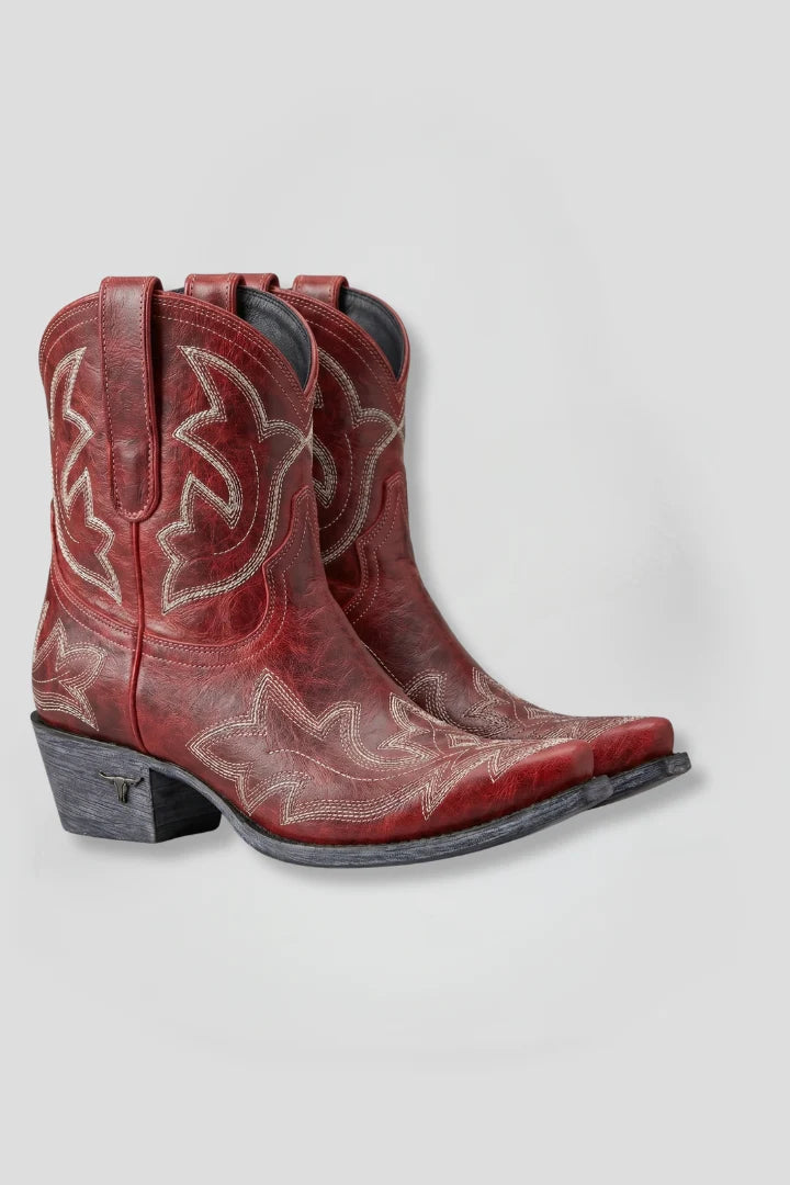 Women's Classic Embroidered Pointed Toe Mid-Calf Boots
