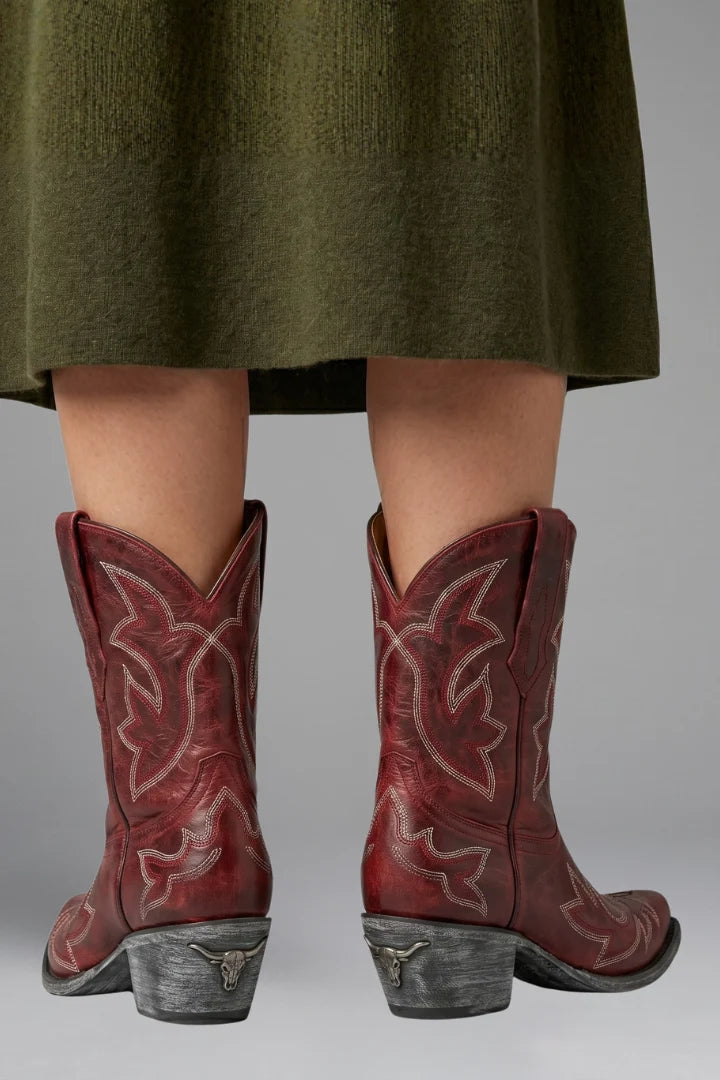 Women's Classic Embroidered Pointed Toe Mid-Calf Boots