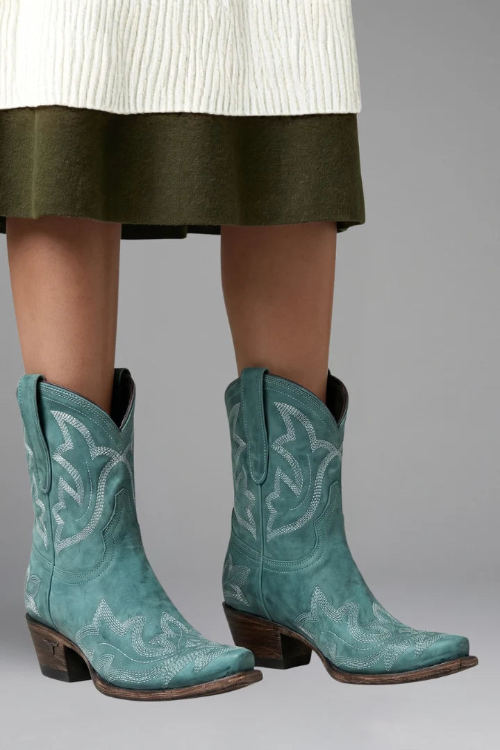 Women's Classic Embroidered Pointed Toe Mid-Calf Boots