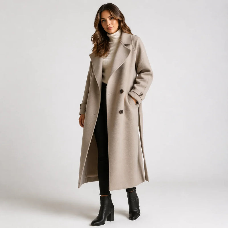Women's Classic Longline Button-Up Winter Coat