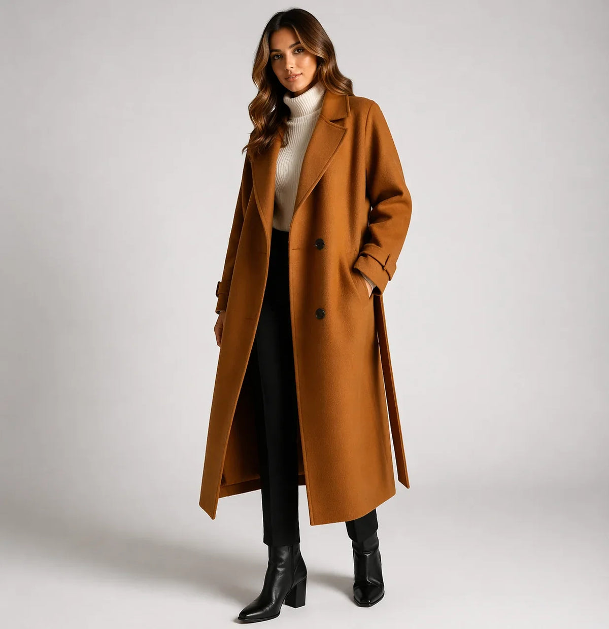 Women's Classic Longline Button-Up Winter Coat