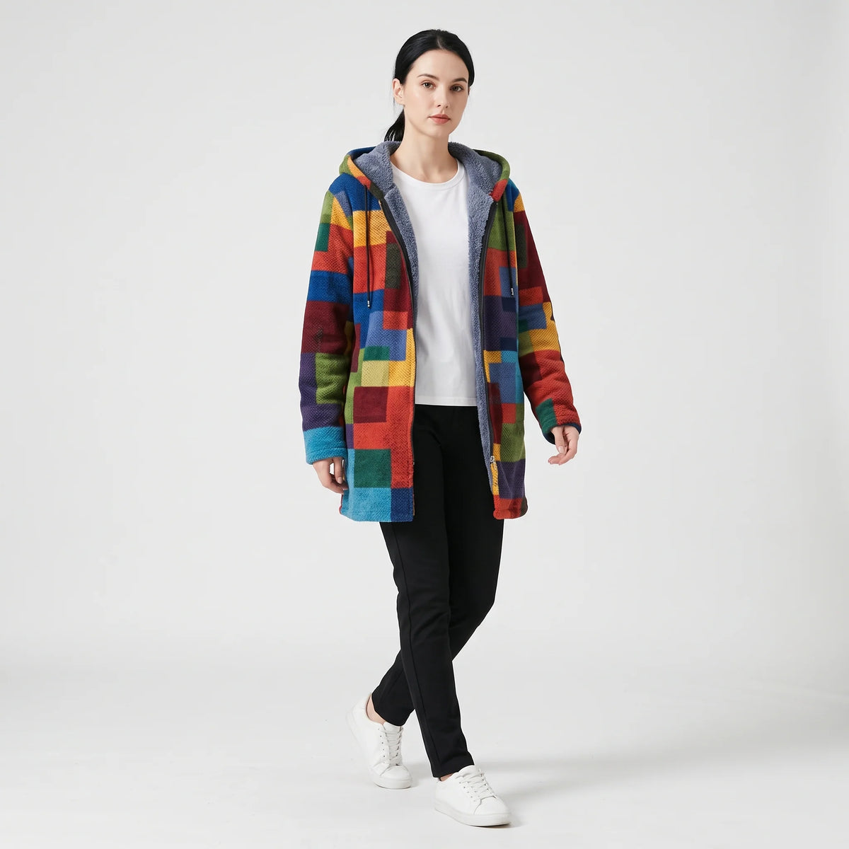 Women's Cozy Hooded Relaxed Fit Jacket