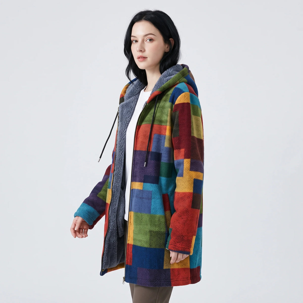 Women's Cozy Hooded Relaxed Fit Jacket
