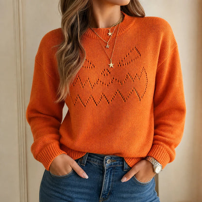 Women's Cozy Relaxed Fit Openwork Knit Sweater
