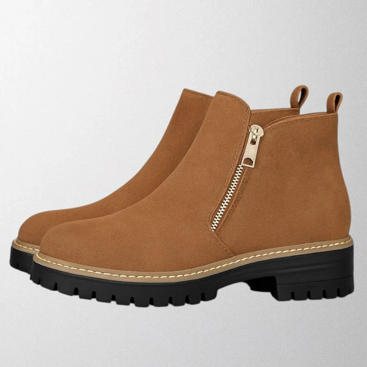Women's Elegant Chunky Sole Side-Zip Ankle Boots