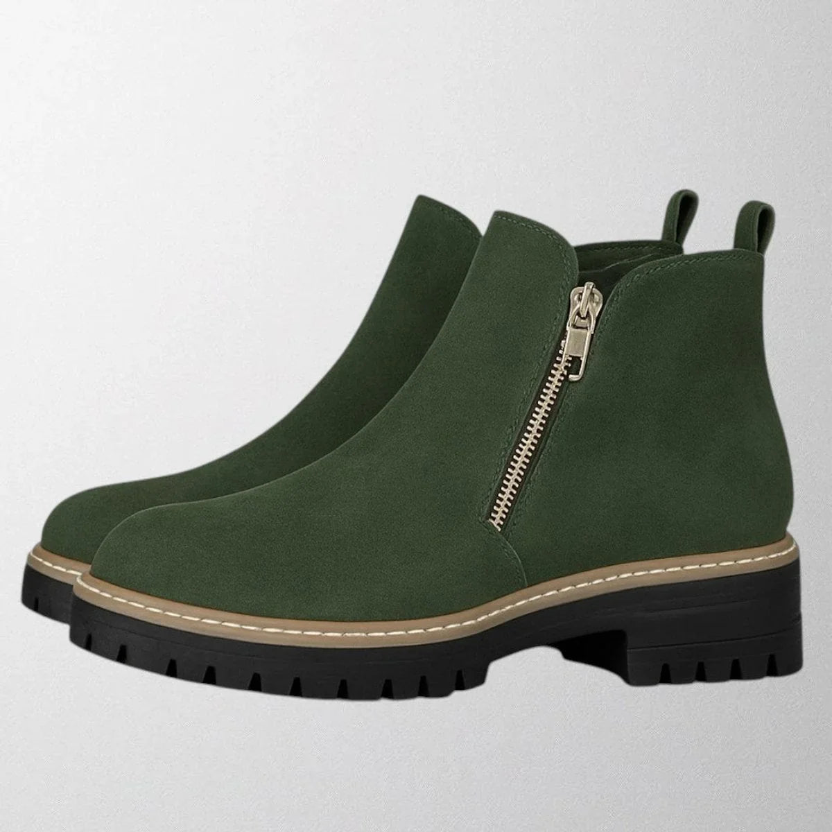 Women's Elegant Chunky Sole Side-Zip Ankle Boots