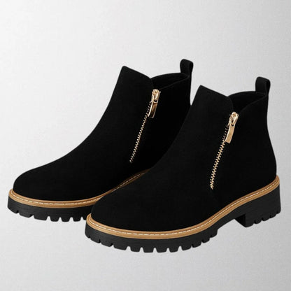 Women's Elegant Chunky Sole Side-Zip Ankle Boots