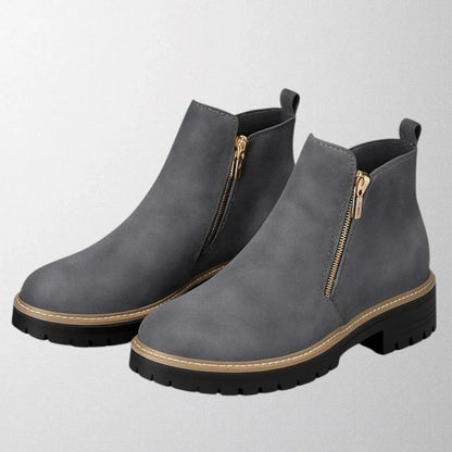 Women's Elegant Chunky Sole Side-Zip Ankle Boots