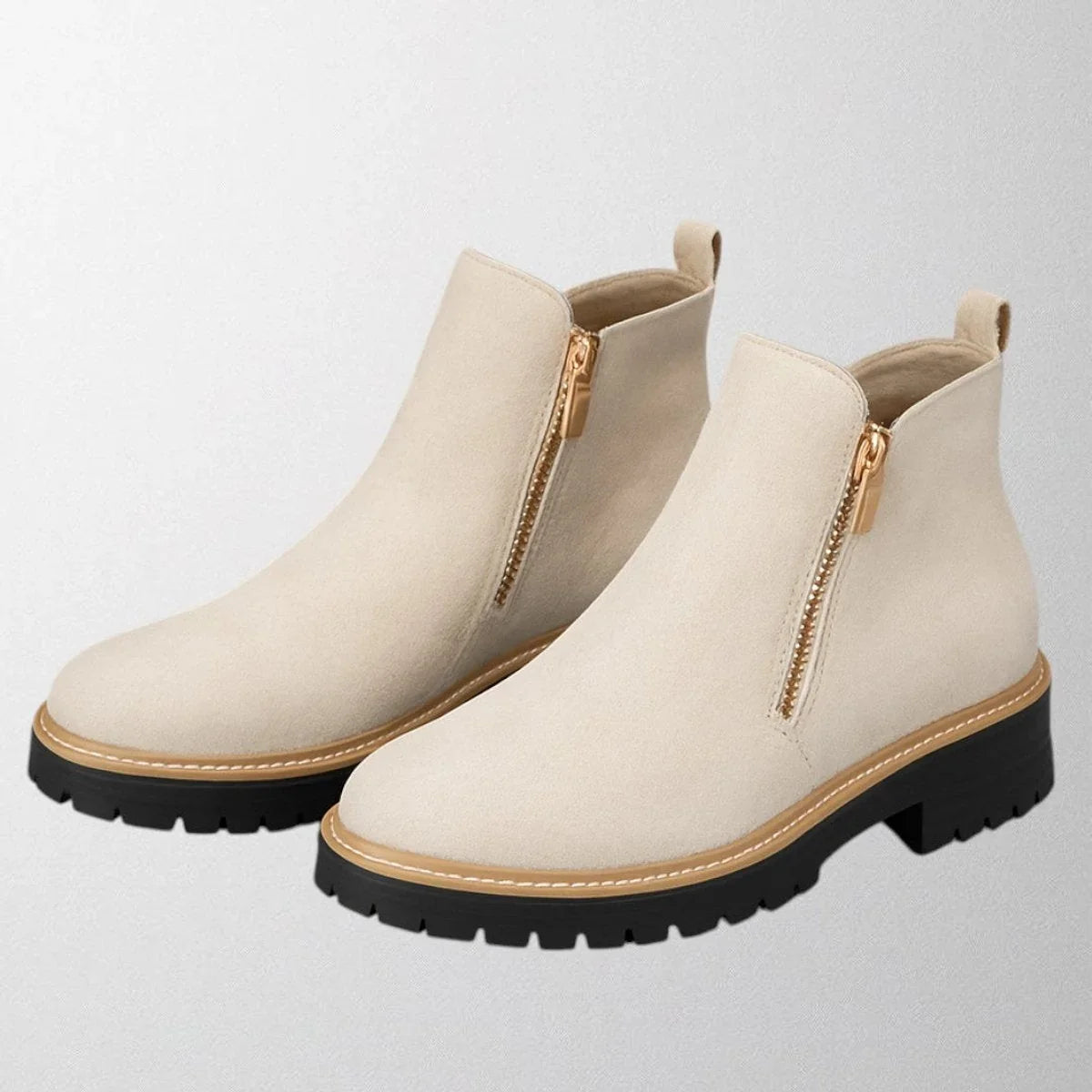 Women's Elegant Chunky Sole Side-Zip Ankle Boots