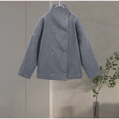 Women's Elegant High Collar Button-Up Winter Coat