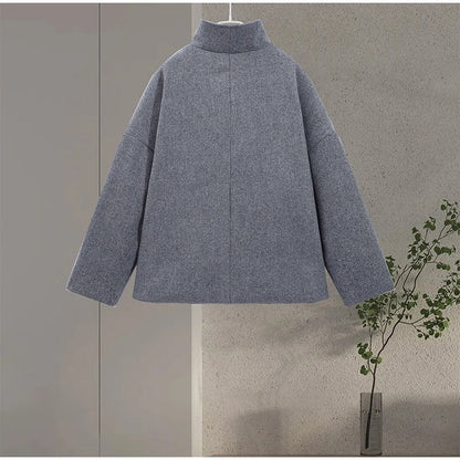 Women's Elegant High Collar Button-Up Winter Coat