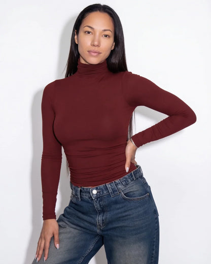 Women's Fitted Long Sleeve Turtleneck Top